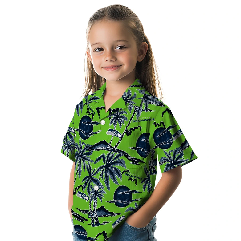 Seattle Seahawks Hawaiian Shirt - Palm Sunset | Hula Hawaiian Shirts