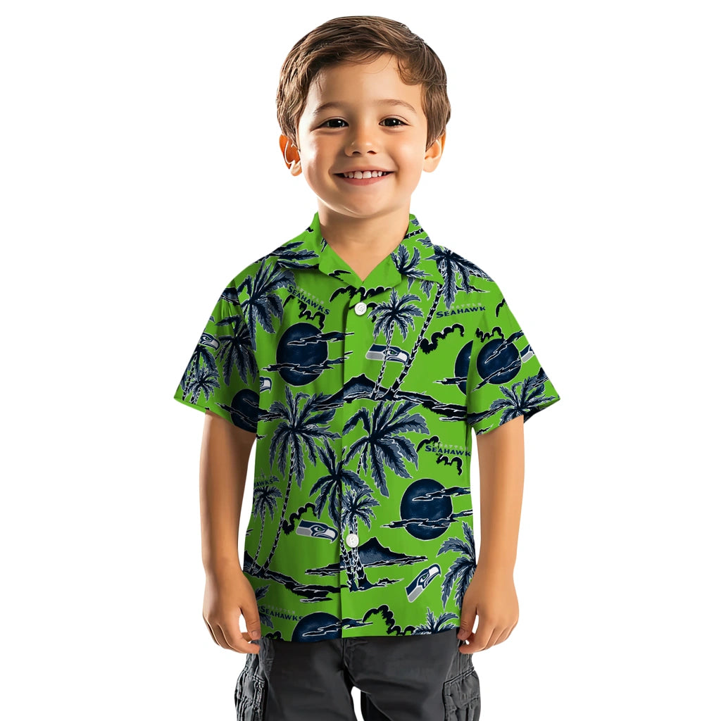 Seattle Seahawks Hawaiian Shirt - Palm Sunset | Hula Hawaiian Shirts