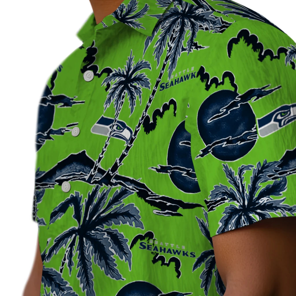Seattle Seahawks Hawaiian Shirt - Palm Sunset | Hula Hawaiian Shirts