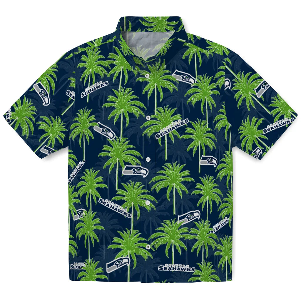 Seattle Seahawks Hawaiian Shirt - Palm Tree Motif | Hula Hawaiian Shirts