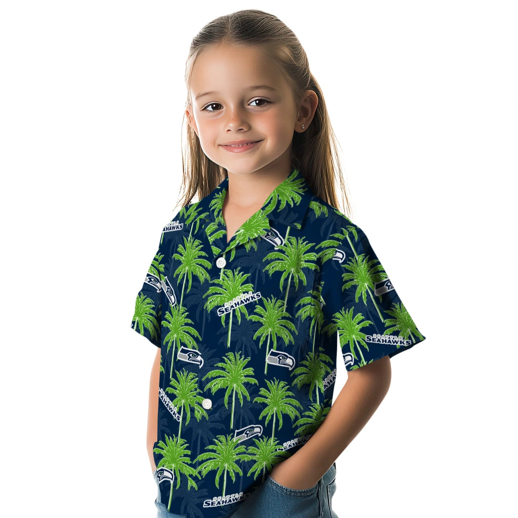 Seattle Seahawks Hawaiian Shirt - Palm Tree Motif | Hula Hawaiian Shirts