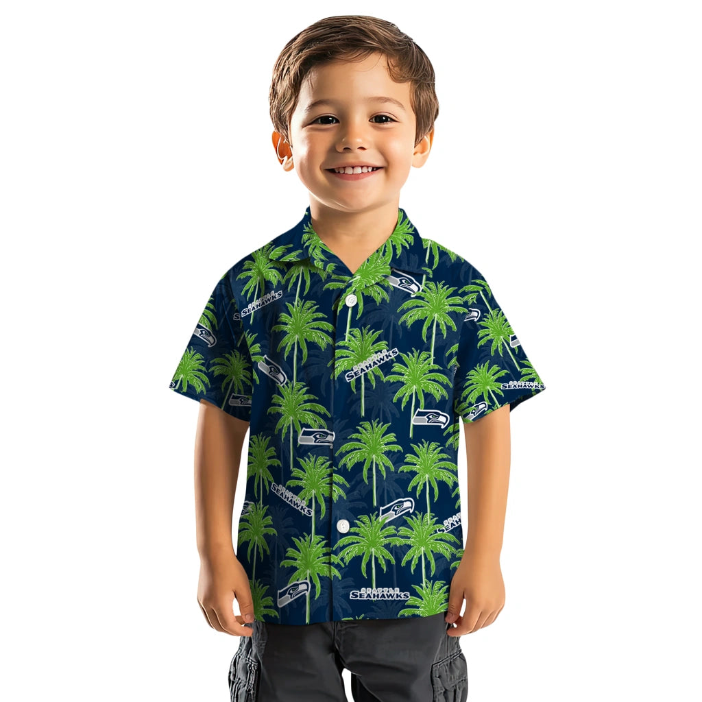 Seattle Seahawks Hawaiian Shirt - Palm Tree Motif | Hula Hawaiian Shirts