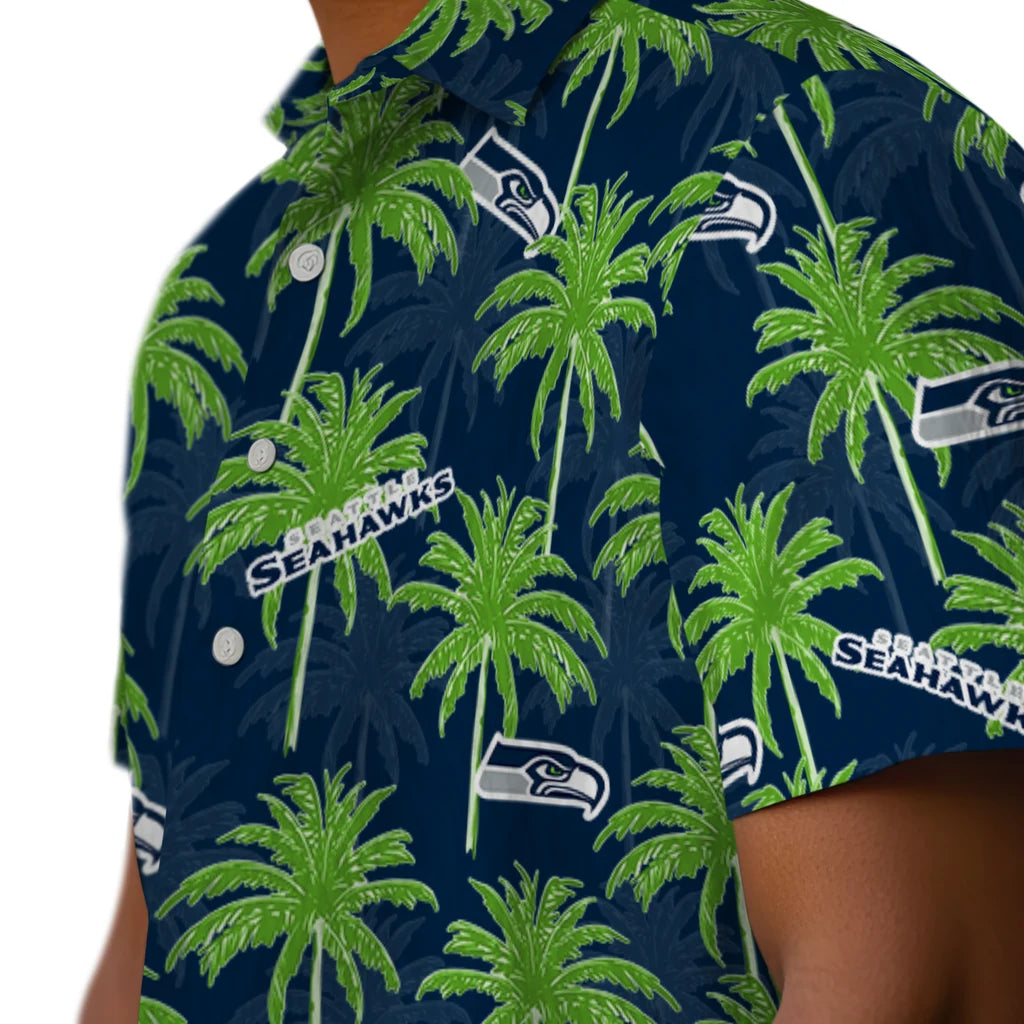 Seattle Seahawks Hawaiian Shirt - Palm Tree Motif | Hula Hawaiian Shirts