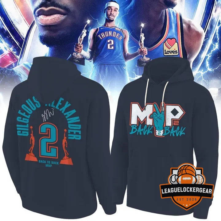Shai Gilgeous-Alexander Oklahoma City Thunder Back to Back MVP Hoodie - LeagueLockerGear