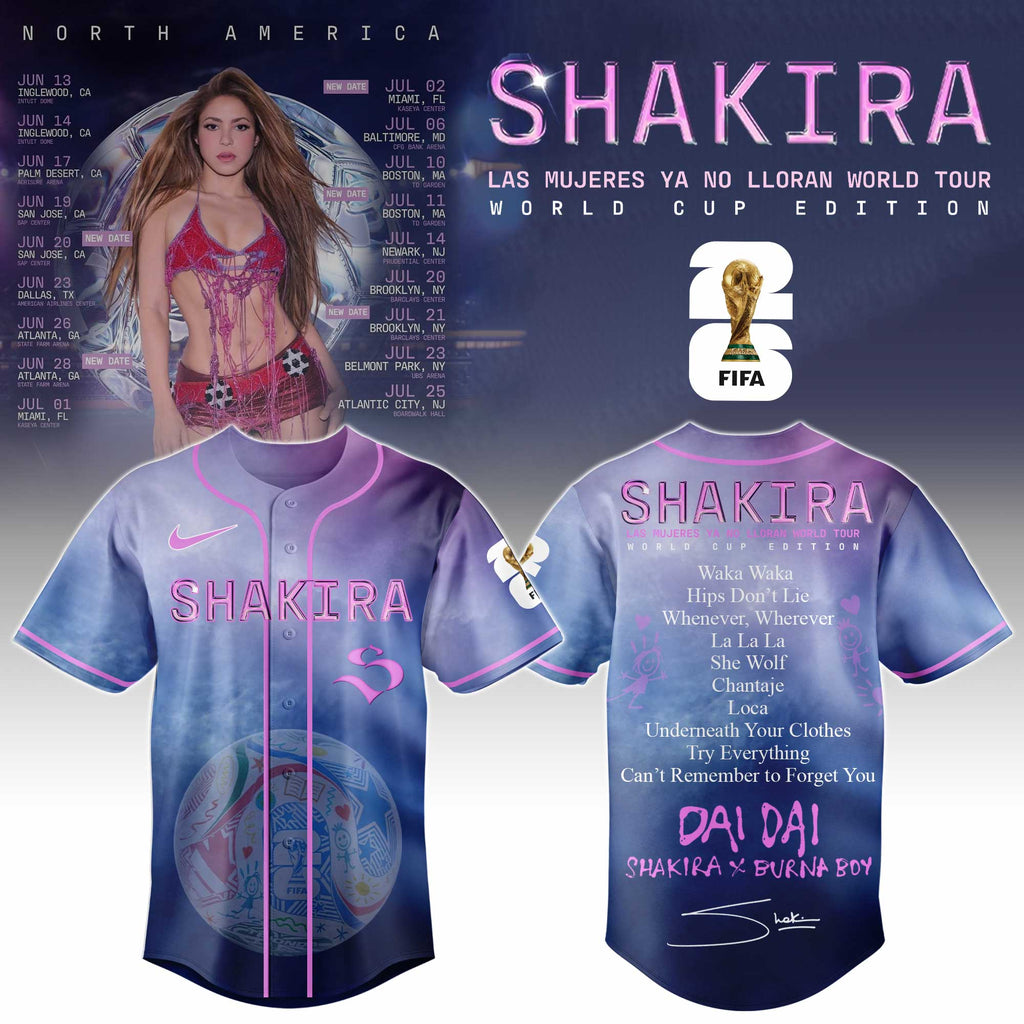 Shakira Las Mujeres Ya No Lloran World Tour World Cup Edition Baseball Jersey - LeagueLockerGear
