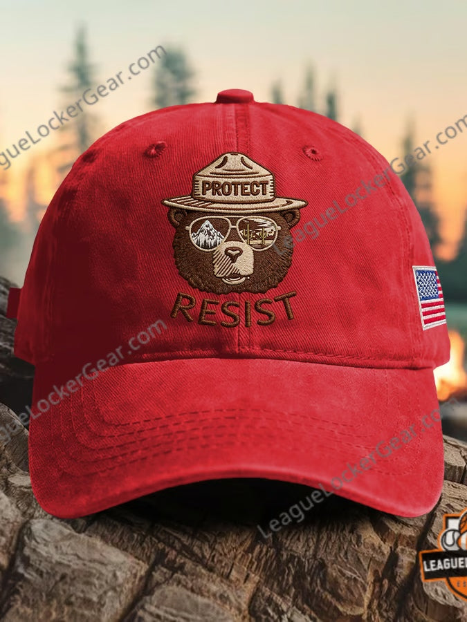 Smokey Bear Protect Resist Environmental Baseball Cap - LeagueLockerGear
