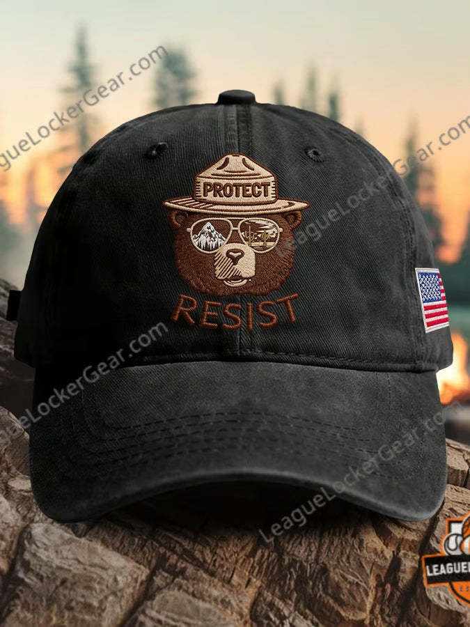 Smokey Bear Protect Resist Environmental Baseball Cap - LeagueLockerGear