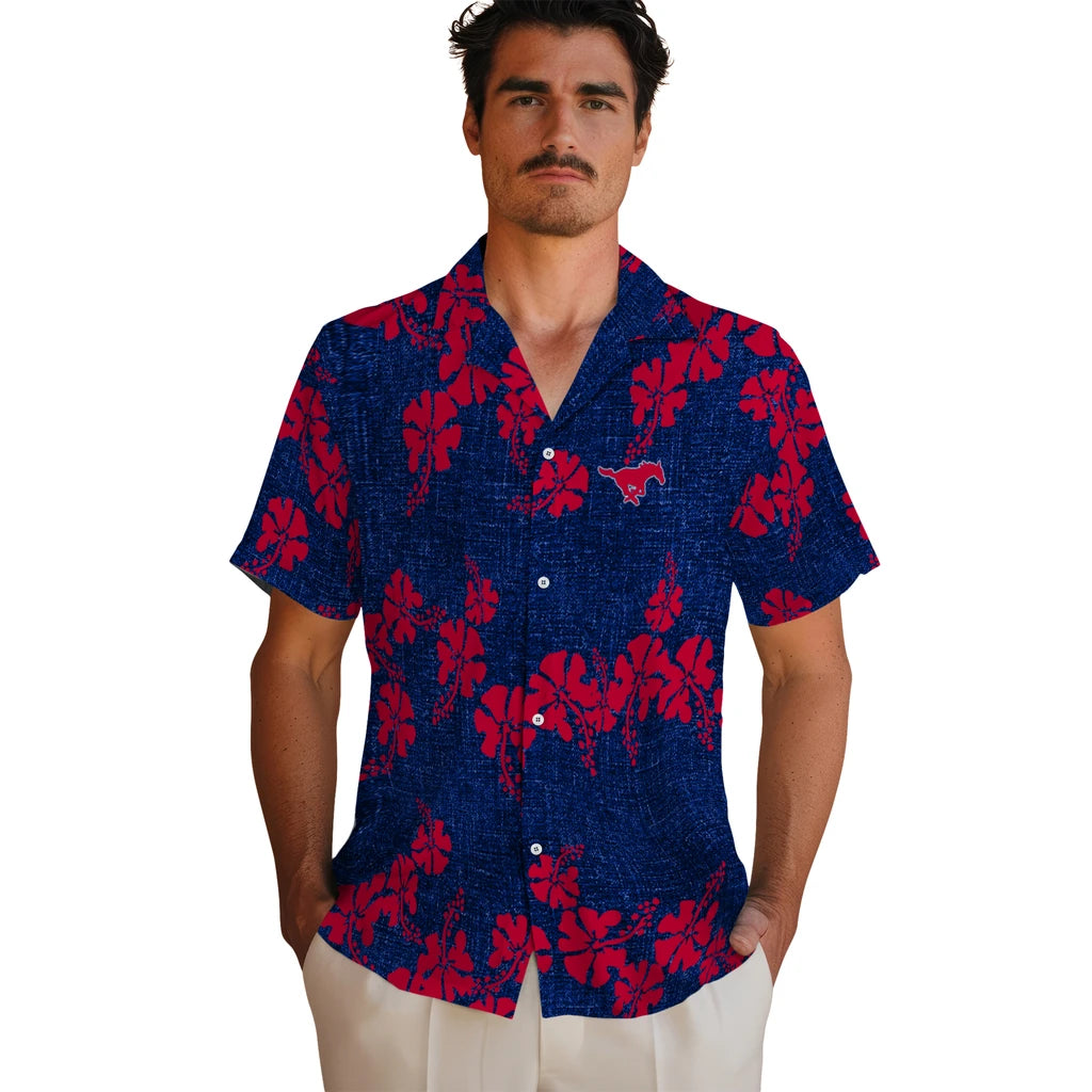 SMU Mustangs Hawaiian Shirt - 50th State Flower | Hula Hawaiian Shirts