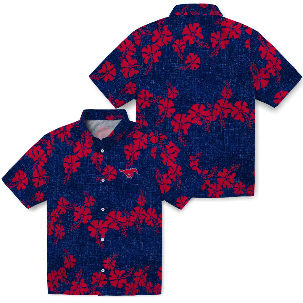 SMU Mustangs Hawaiian Shirt - 50th State Flower | Hula Hawaiian Shirts