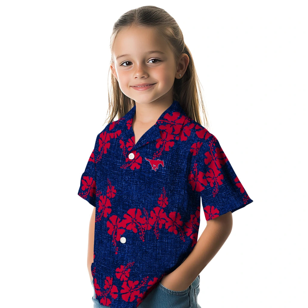 SMU Mustangs Hawaiian Shirt - 50th State Flower | Hula Hawaiian Shirts