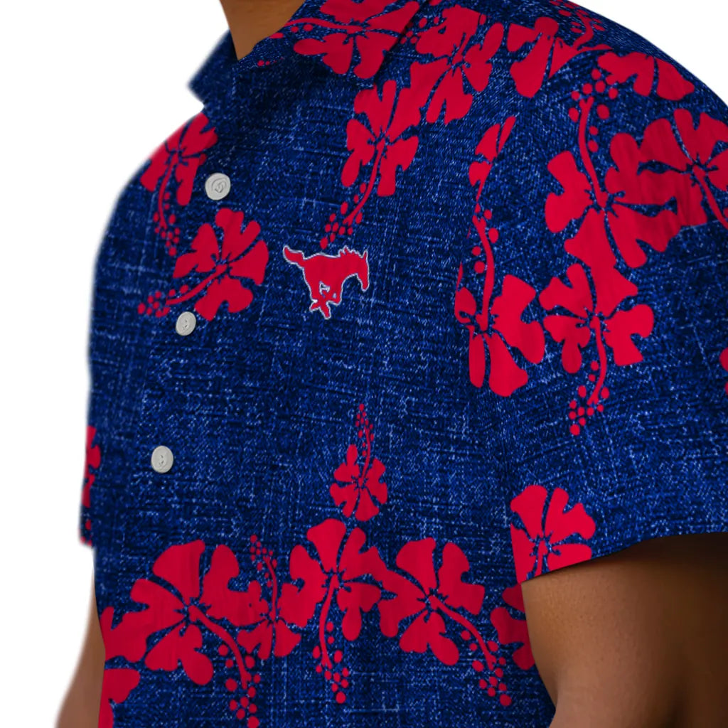 SMU Mustangs Hawaiian Shirt - 50th State Flower | Hula Hawaiian Shirts