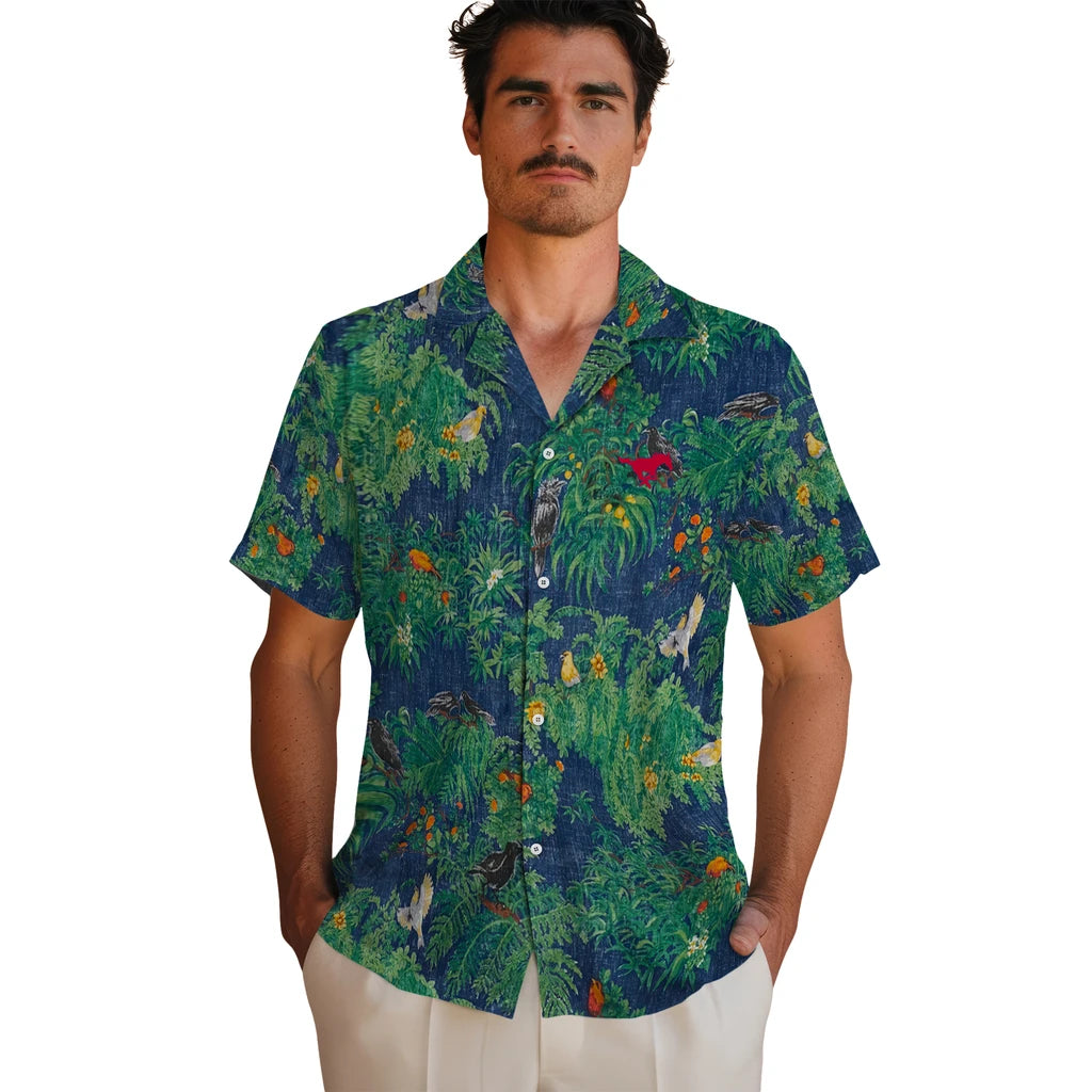 SMU Mustangs Hawaiian Shirt - Bird Canopy | Hula Hawaiian Shirts