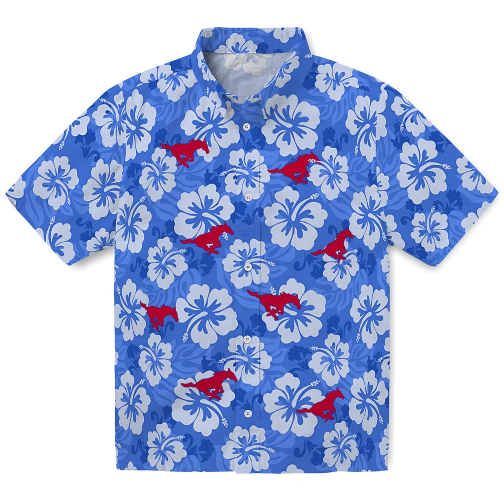 SMU Mustangs Hawaiian Shirt - Hibiscus Cluster | Hula Hawaiian Shirts