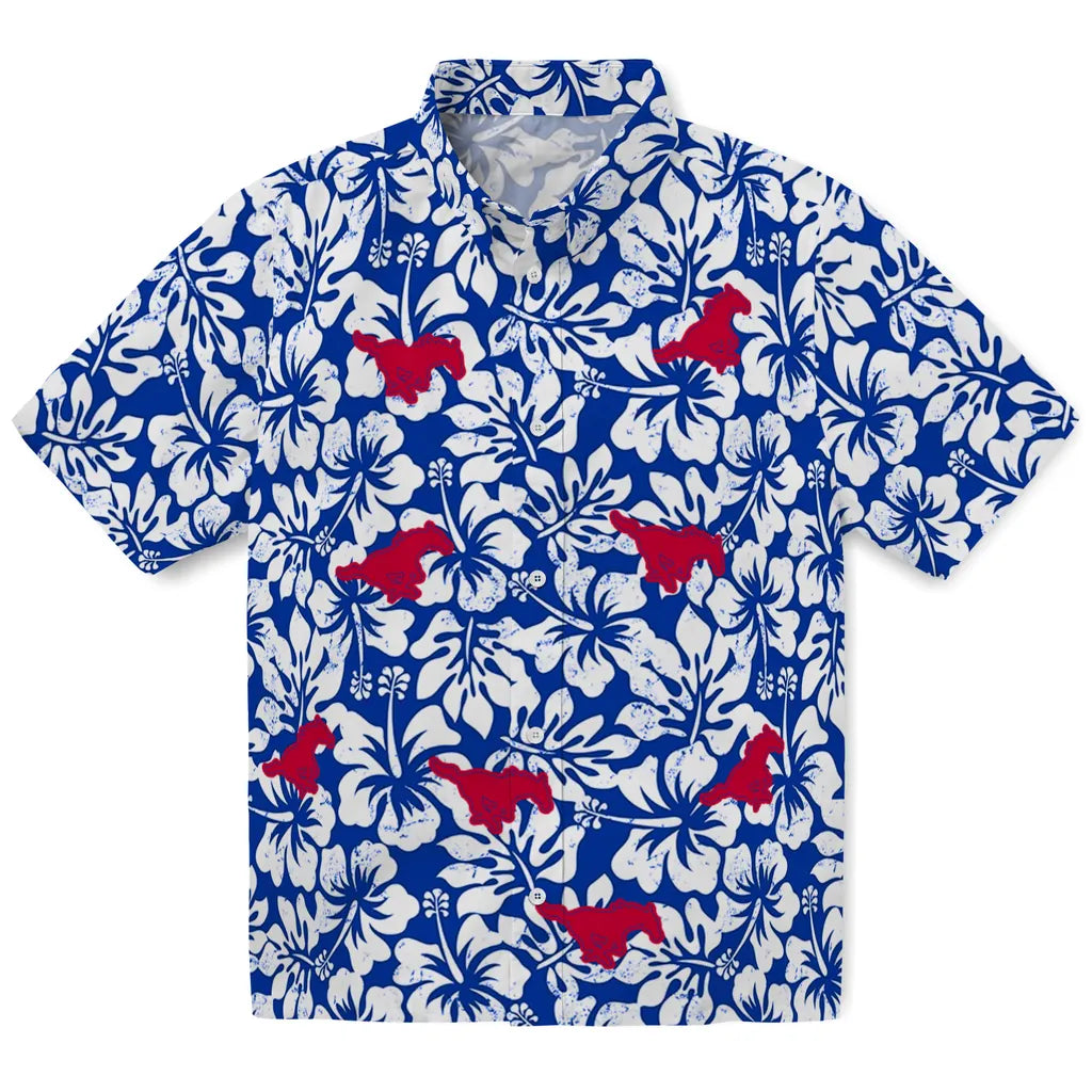 SMU Mustangs Hawaiian Shirt - Hibiscus Motif | Hula Hawaiian Shirts