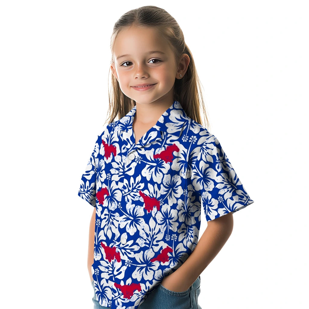 SMU Mustangs Hawaiian Shirt - Hibiscus Motif | Hula Hawaiian Shirts