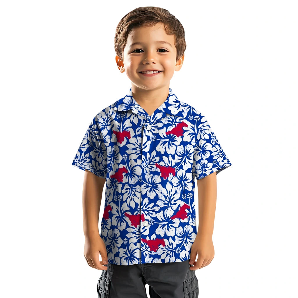 SMU Mustangs Hawaiian Shirt - Hibiscus Motif | Hula Hawaiian Shirts