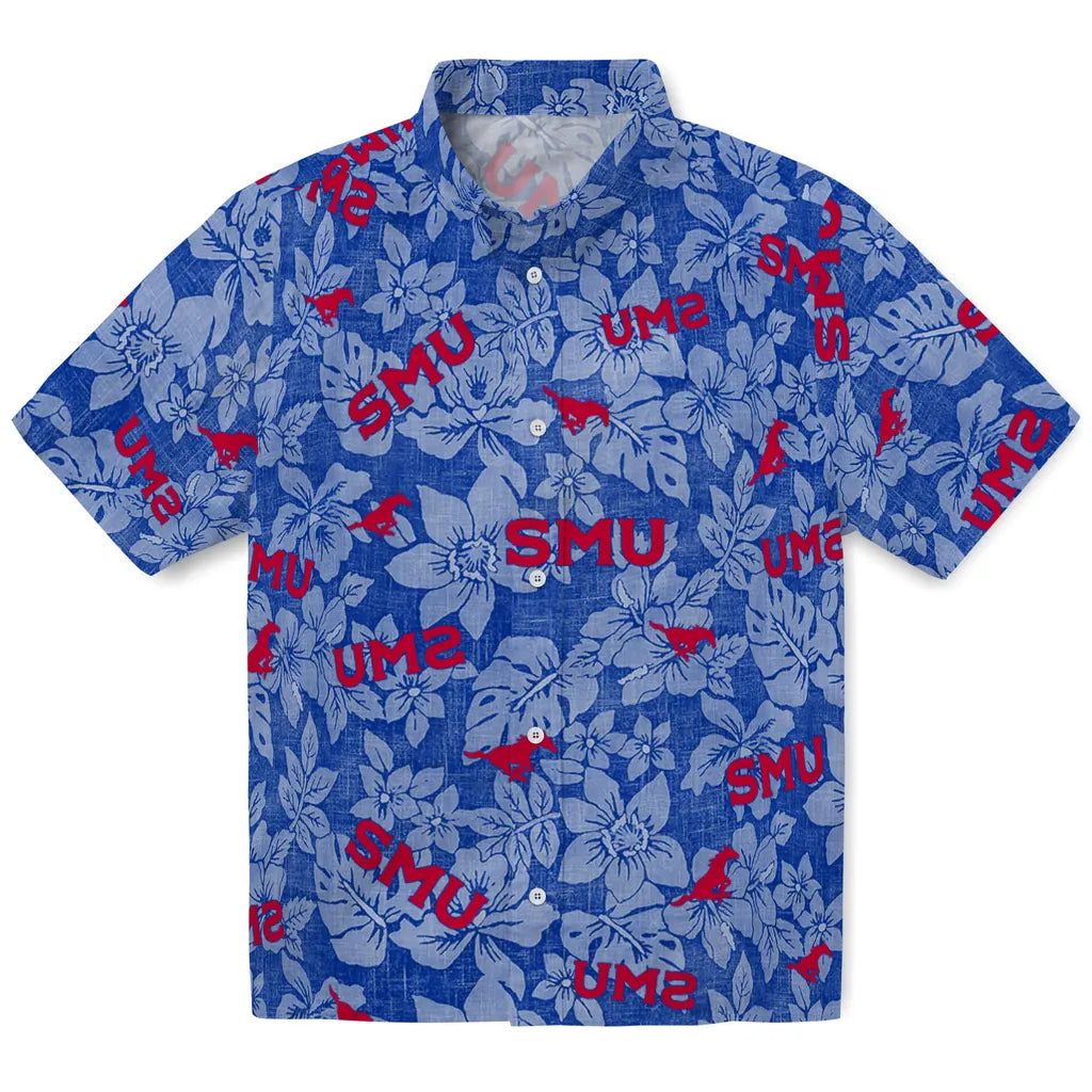 SMU Mustangs Hawaiian Shirt - Hibiscus Oasis | Hula Hawaiian Shirts