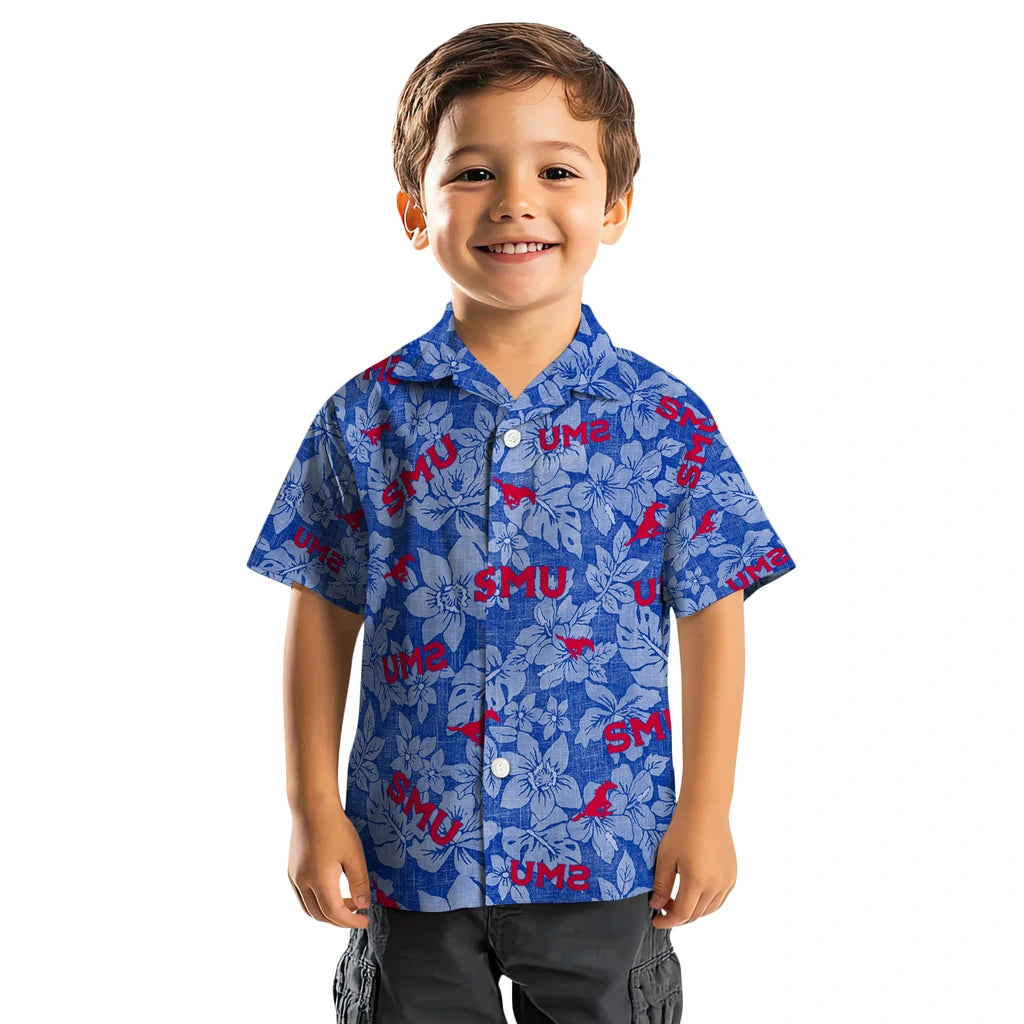 SMU Mustangs Hawaiian Shirt - Hibiscus Oasis | Hula Hawaiian Shirts