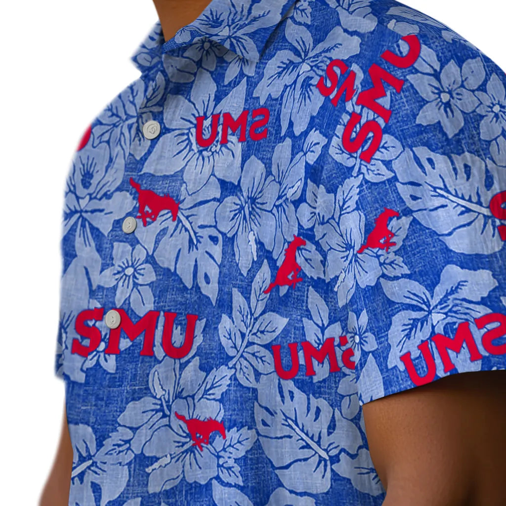 SMU Mustangs Hawaiian Shirt - Hibiscus Oasis | Hula Hawaiian Shirts