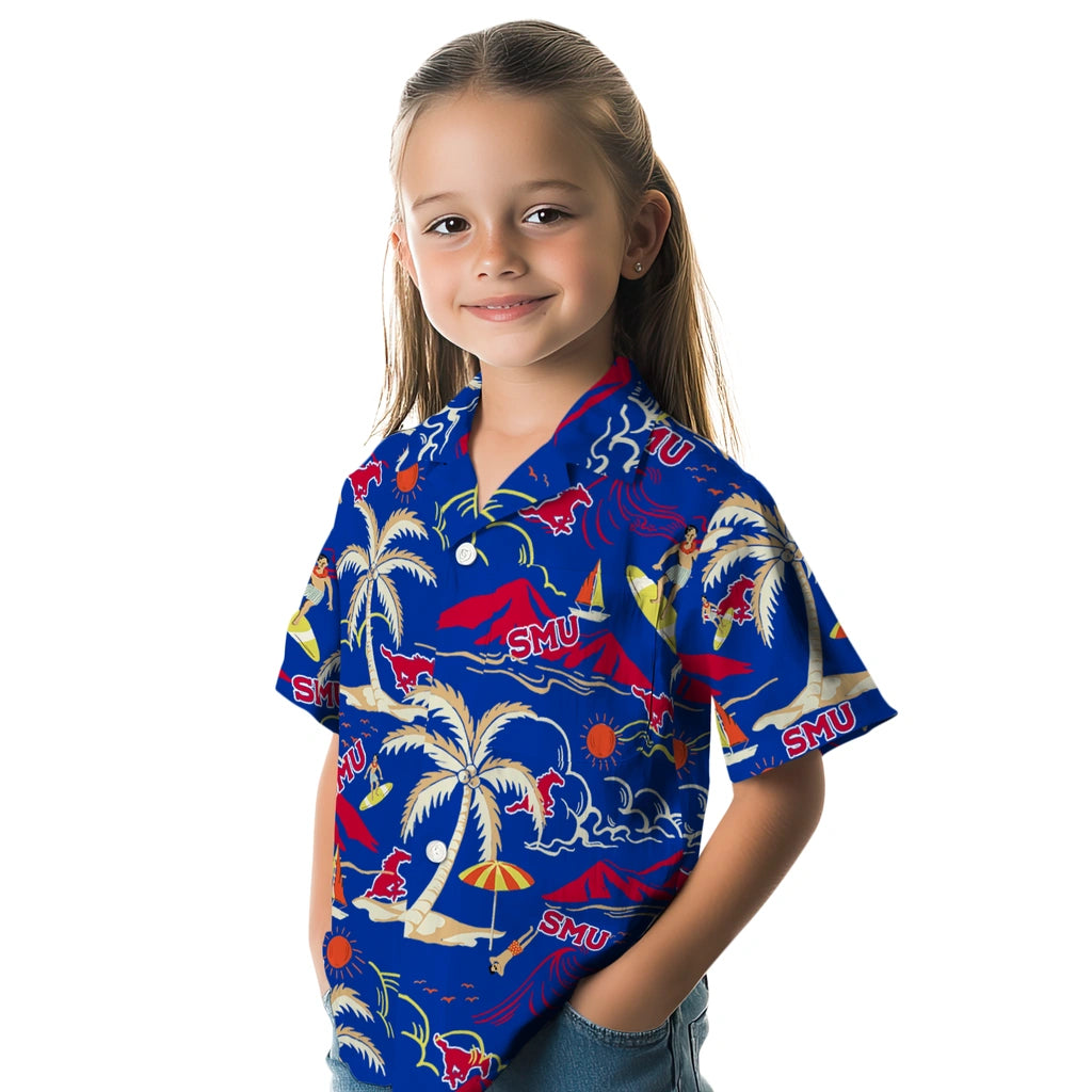 SMU Mustangs Hawaiian Shirt - Palm Tree Island | Hula Hawaiian Shirts