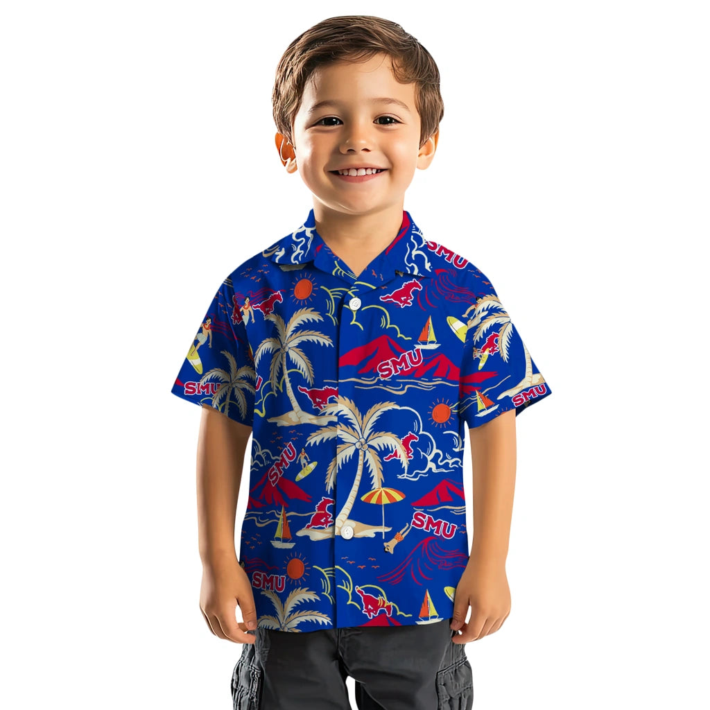 SMU Mustangs Hawaiian Shirt - Palm Tree Island | Hula Hawaiian Shirts