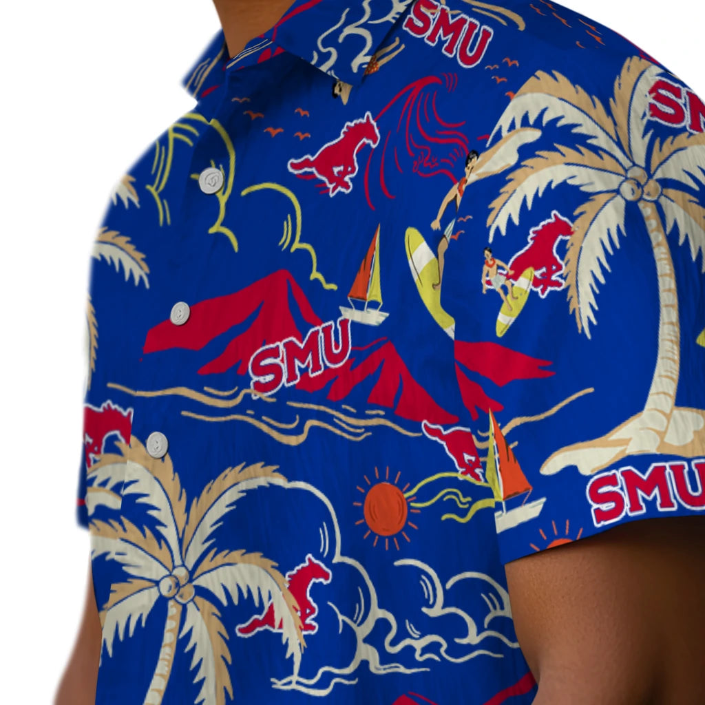 SMU Mustangs Hawaiian Shirt - Palm Tree Island | Hula Hawaiian Shirts