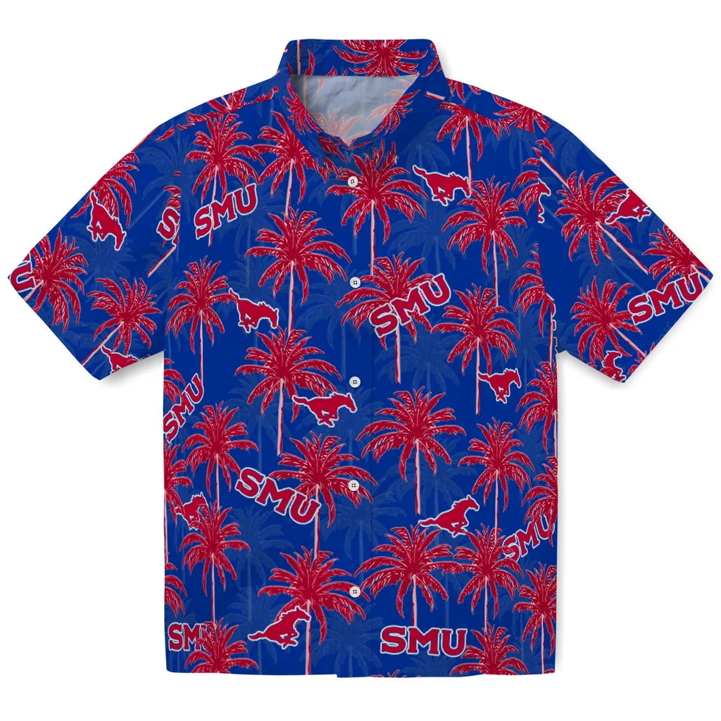 SMU Mustangs Hawaiian Shirt - Palm Tree Motif | Hula Hawaiian Shirts