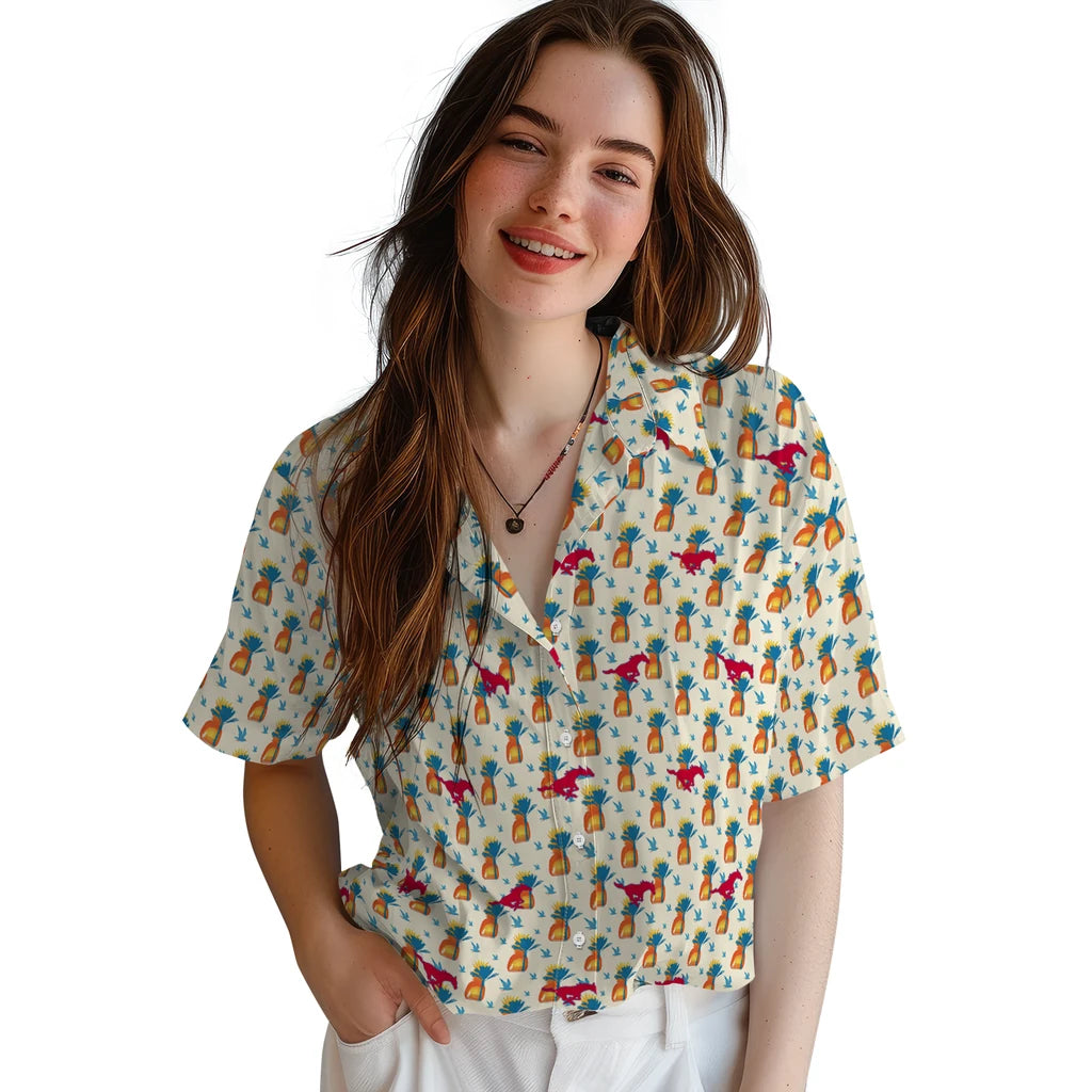 SMU Mustangs Hawaiian Shirt - Pineapple Delight | Hula Hawaiian Shirts