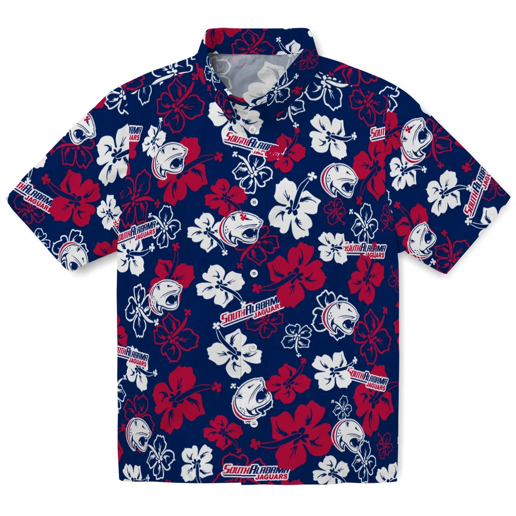 South Alabama Jaguars Hawaiian Shirt - Hibiscus Flower Design | Hula Hawaiian Shirts