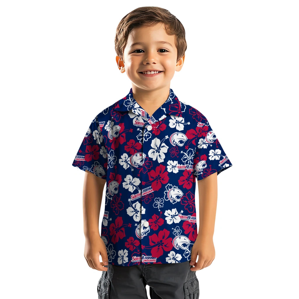 South Alabama Jaguars Hawaiian Shirt - Hibiscus Flower Design | Hula Hawaiian Shirts