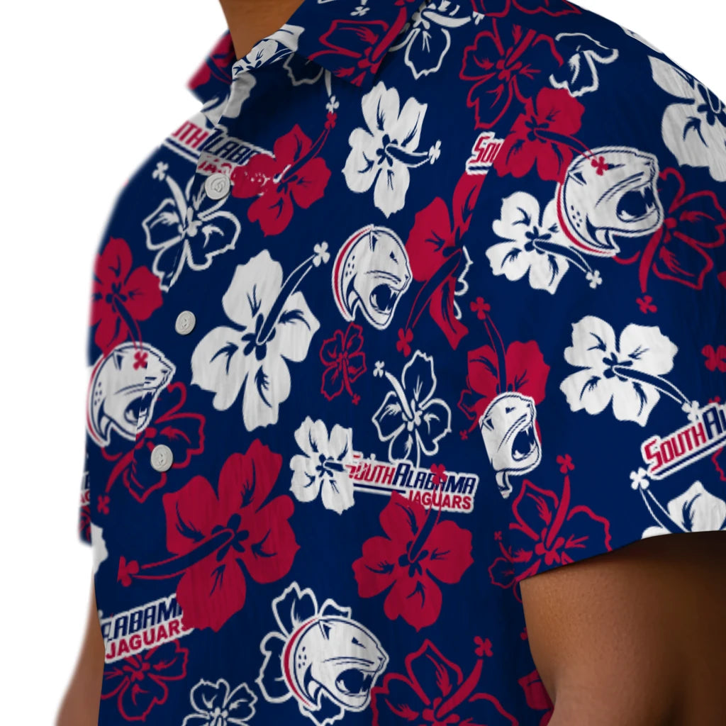 South Alabama Jaguars Hawaiian Shirt - Hibiscus Flower Design | Hula Hawaiian Shirts