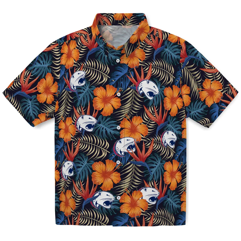 South Alabama Jaguars Hawaiian Shirt - Hibiscus Foliage | Hula Hawaiian Shirts