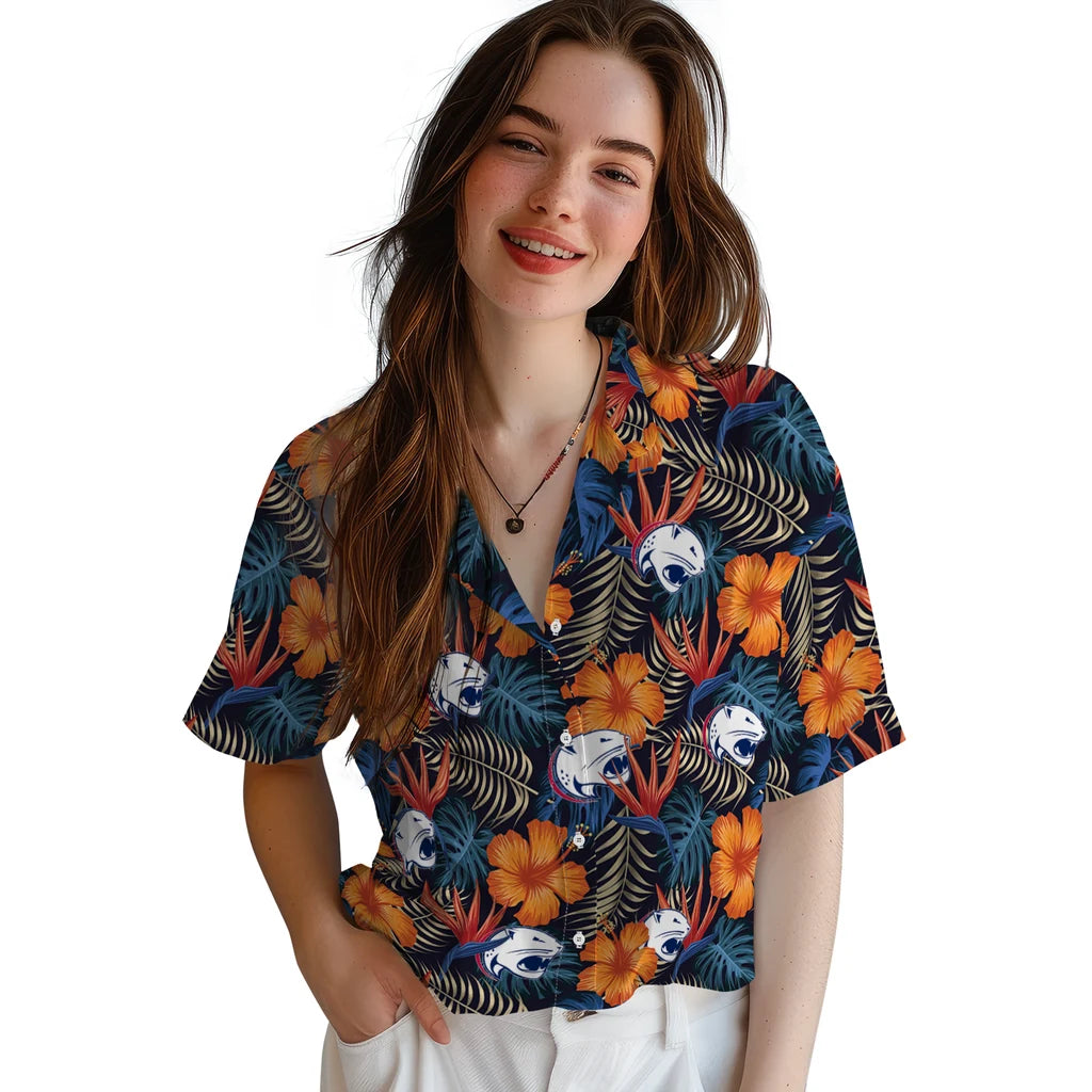 South Alabama Jaguars Hawaiian Shirt - Hibiscus Foliage | Hula Hawaiian Shirts