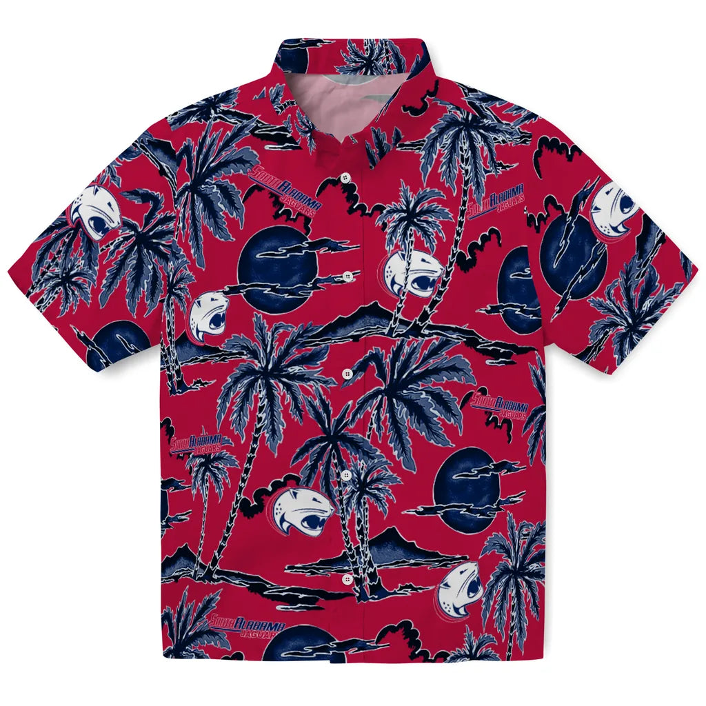 South Alabama Jaguars Hawaiian Shirt - Palm Sunset | Hula Hawaiian Shirts