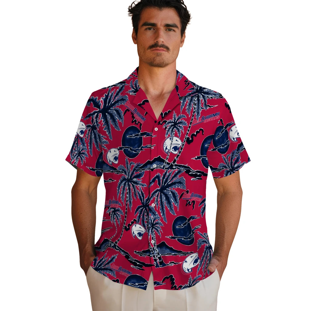 South Alabama Jaguars Hawaiian Shirt - Palm Sunset | Hula Hawaiian Shirts