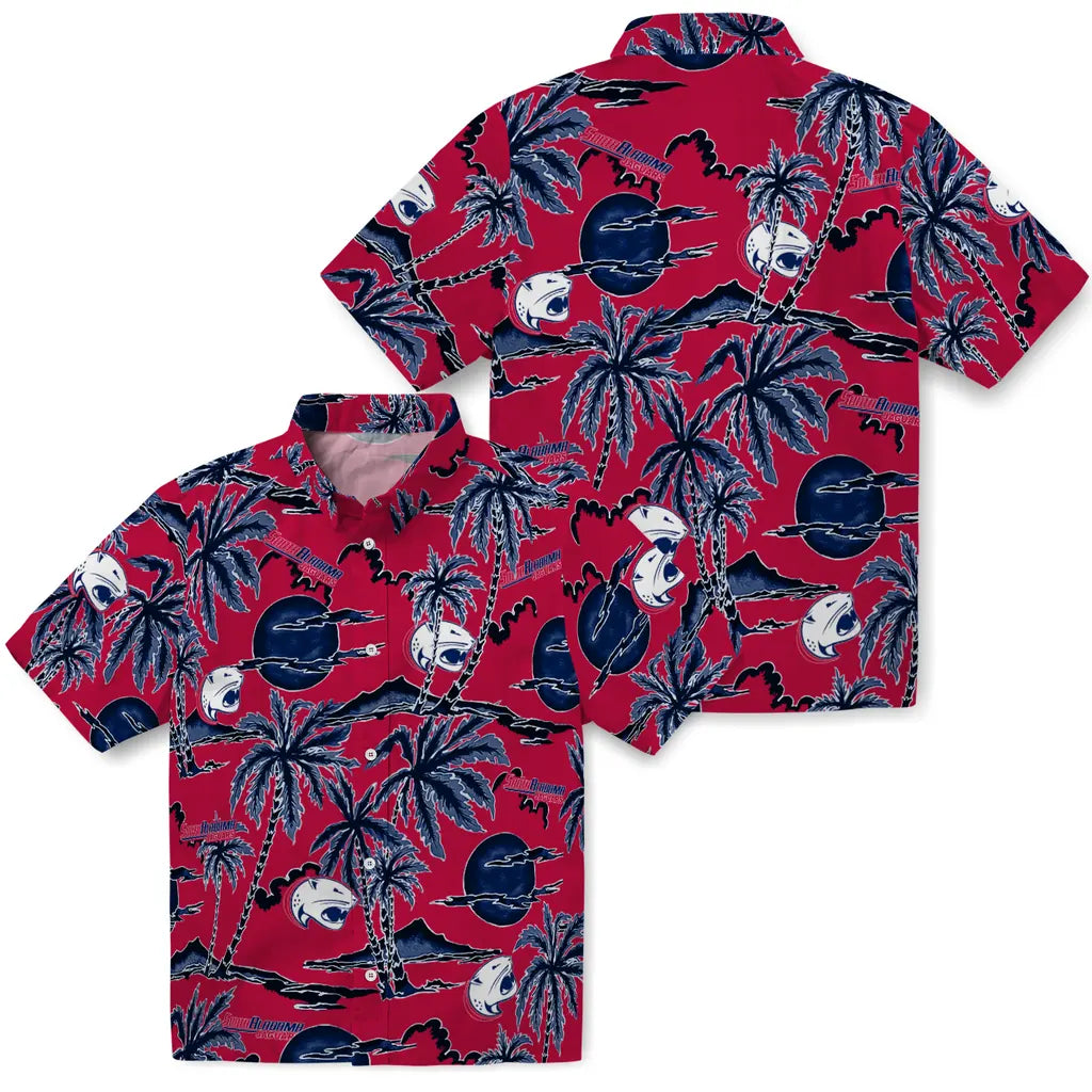 South Alabama Jaguars Hawaiian Shirt - Palm Sunset | Hula Hawaiian Shirts