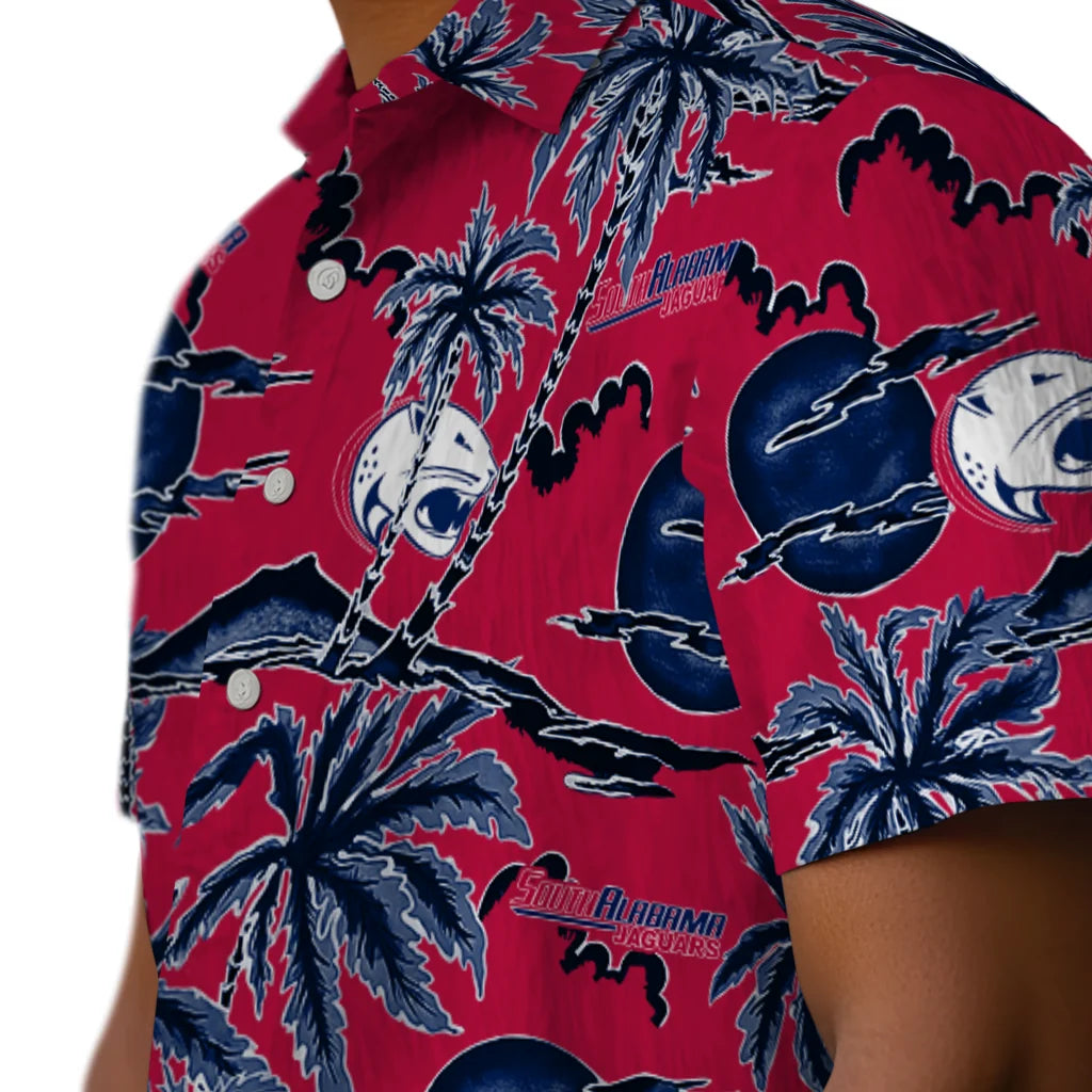 South Alabama Jaguars Hawaiian Shirt - Palm Sunset | Hula Hawaiian Shirts