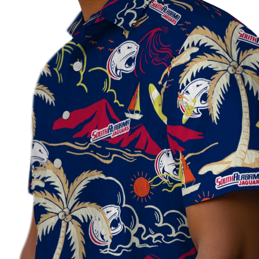 South Alabama Jaguars Hawaiian Shirt - Palm Tree Island | Hula Hawaiian Shirts