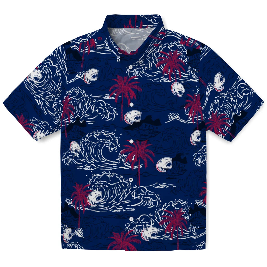 South Alabama Jaguars Hawaiian Shirt - Wave Palm | Hula Hawaiian Shirts