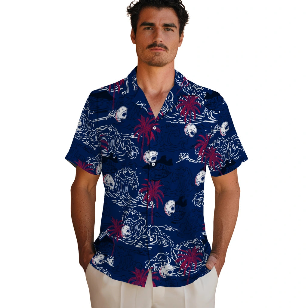 South Alabama Jaguars Hawaiian Shirt - Wave Palm | Hula Hawaiian Shirts