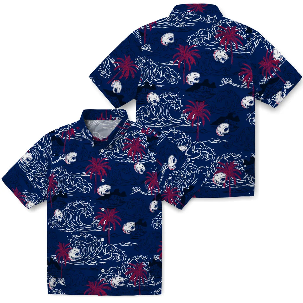 South Alabama Jaguars Hawaiian Shirt - Wave Palm | Hula Hawaiian Shirts