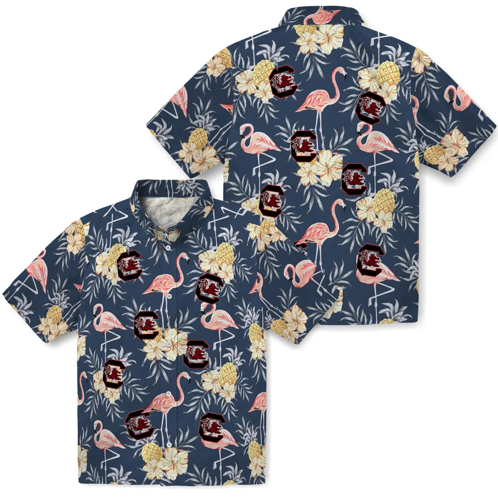 South Carolina Gamecocks Hawaiian Shirt - Flamingo Hibiscus | Hula Hawaiian Shirts