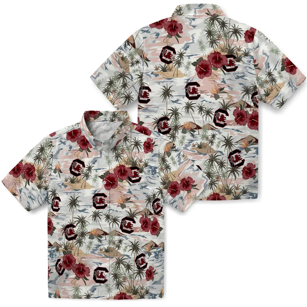 South Carolina Gamecocks Hawaiian Shirt - Hibiscus Seaside | Hula Hawaiian Shirts