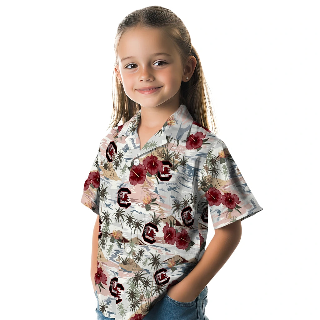 South Carolina Gamecocks Hawaiian Shirt - Hibiscus Seaside | Hula Hawaiian Shirts