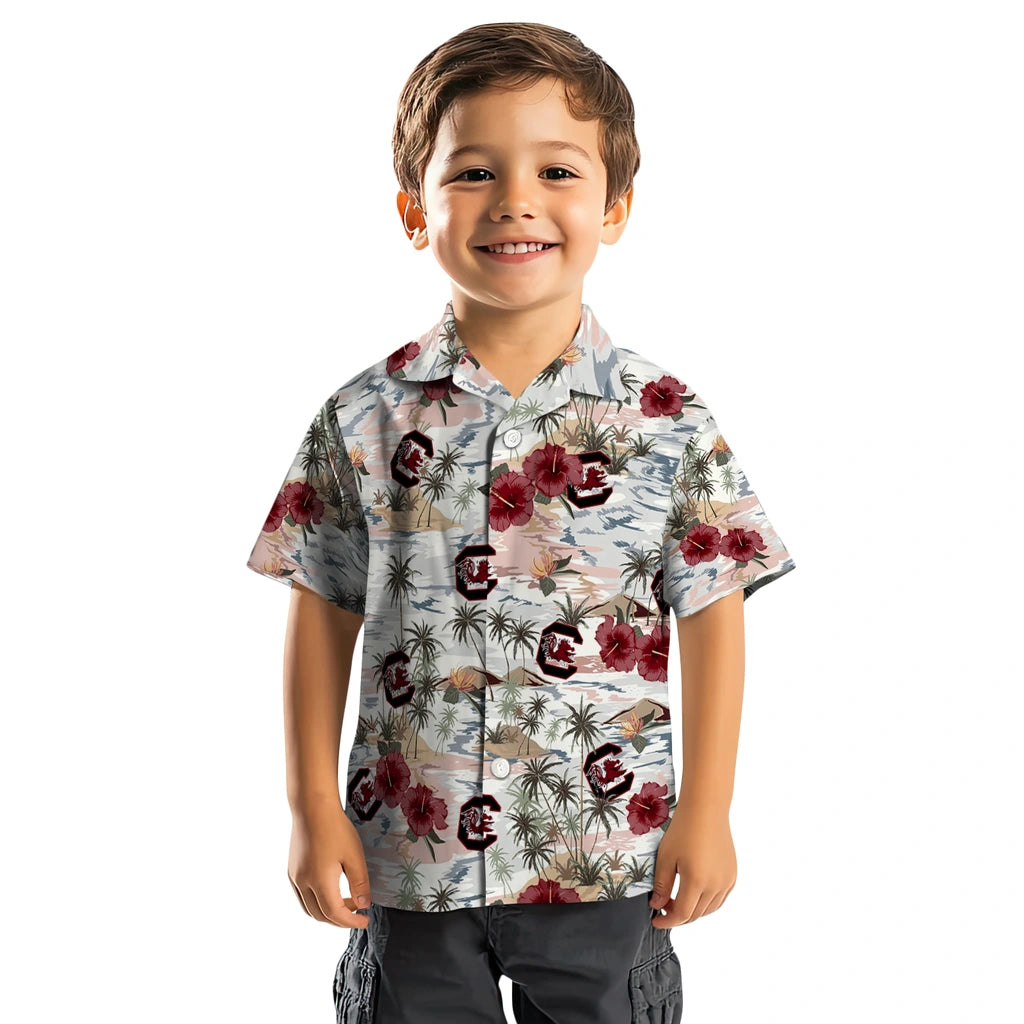 South Carolina Gamecocks Hawaiian Shirt - Hibiscus Seaside | Hula Hawaiian Shirts