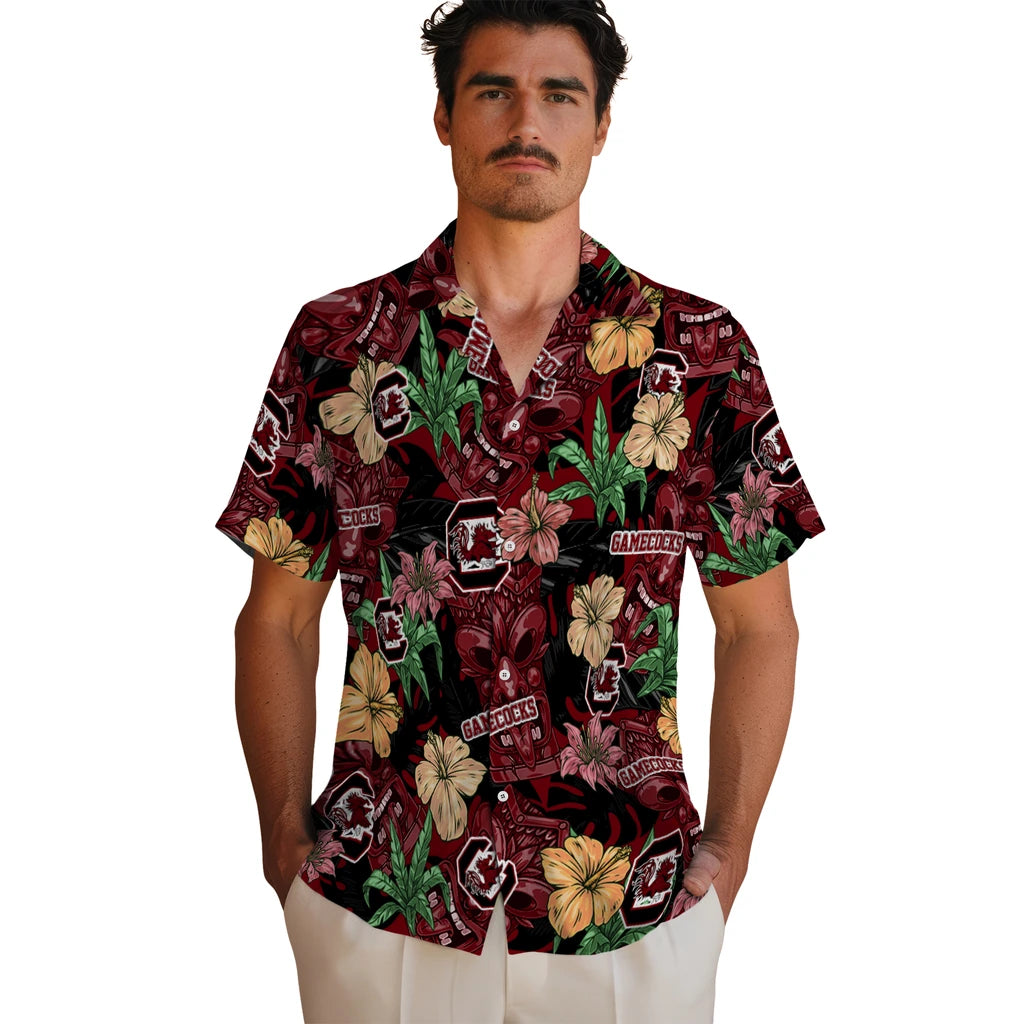 South Carolina Gamecocks Hawaiian Shirt - Hibiscus Tiki Jungle | Hula Hawaiian Shirts