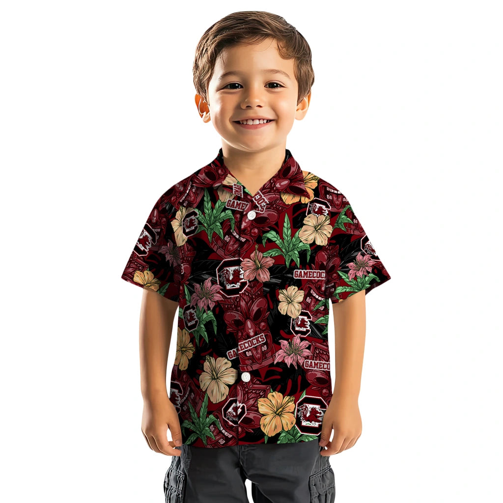 South Carolina Gamecocks Hawaiian Shirt - Hibiscus Tiki Jungle | Hula Hawaiian Shirts