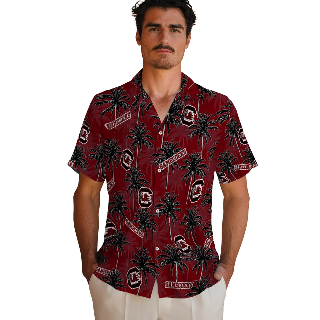 South Carolina Gamecocks Hawaiian Shirt - Palm Tree Motif | Hula Hawaiian Shirts
