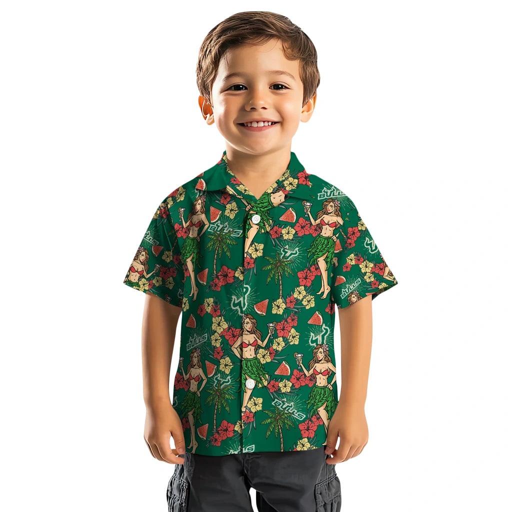 South Florida Bulls Hawaiian Shirt - Hawaiian Girls Design | Hula Hawaiian Shirts