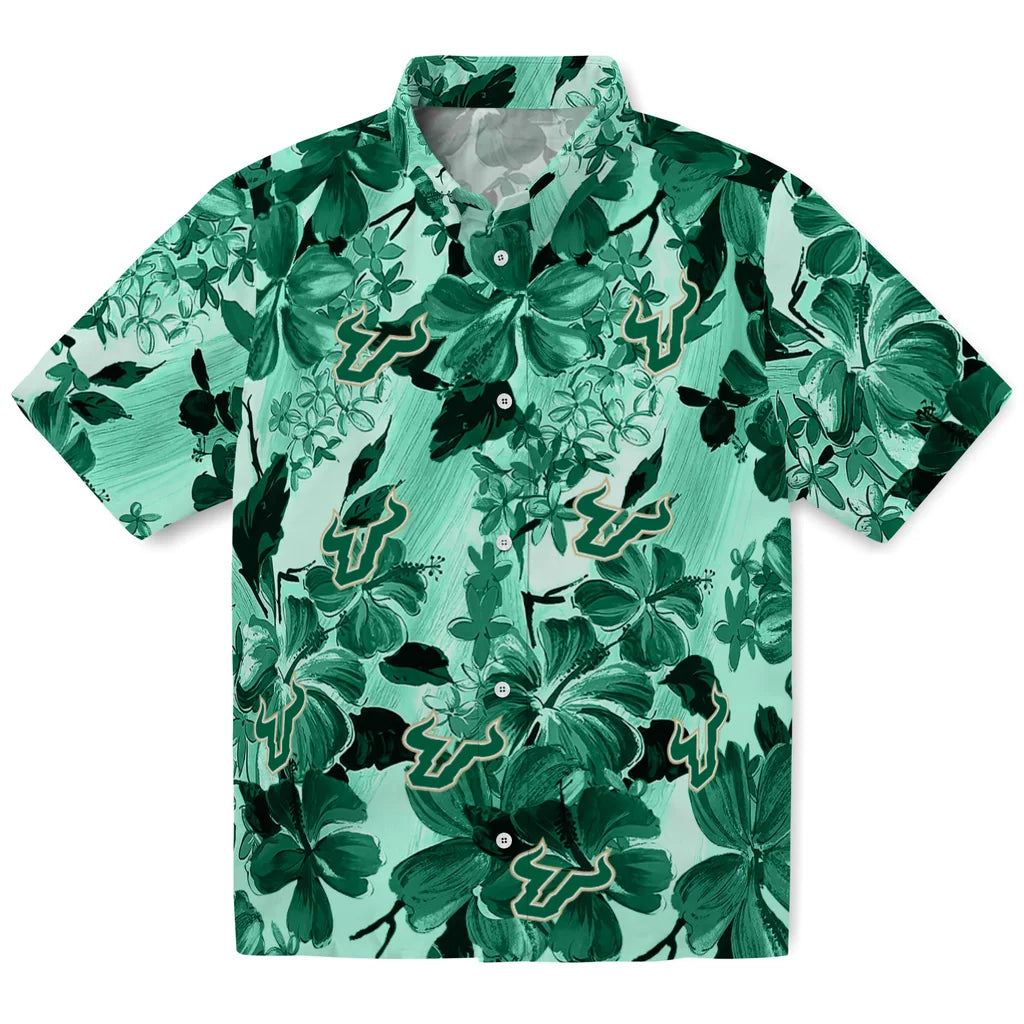 South Florida Bulls Hawaiian Shirt - Hibiscus Arrangement | Hula Hawaiian Shirts
